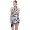 Old Civilization Halter Asymmetric Satin Top View1