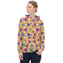 Wavey shapes pattern                                                              Women Hooded Front Pocket Windbreaker View1