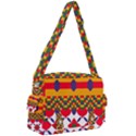 Red flowers and colorful squares                                                               Buckle Multifunction Bag View2