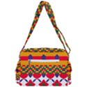 Red flowers and colorful squares                                                               Buckle Multifunction Bag View3