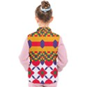 Red flowers and colorful squares                                                                 Kid s Puffer Vest View2