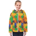 Retro colors puzzle pieces                                                                       Kids  Hooded Puffer Jacket View1