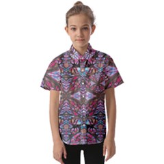 Charcoal Pink Repeats Iv Kids  Short Sleeve Shirt