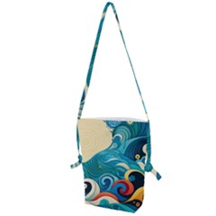 Waves Ocean Sea Abstract Whimsical (2) Folding Shoulder Bag