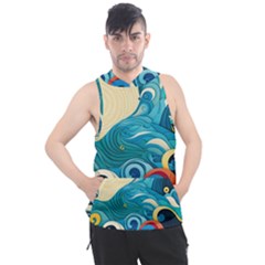 Waves Ocean Sea Abstract Whimsical (2) Men s Sleeveless Hoodie