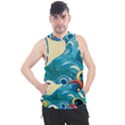 Waves Ocean Sea Abstract Whimsical (2) Men s Sleeveless Hoodie View1