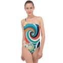 Wave Waves Ocean Sea Abstract Whimsical Classic One Shoulder Swimsuit View1