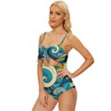 Waves Wave Ocean Sea Abstract Whimsical Knot Front One-Piece Swimsuit View2
