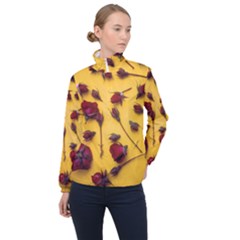  Women s Half Zip Windbreaker W/red Roses