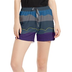 Abstract Landscape Art Design Pattern Water Women s Runner Shorts