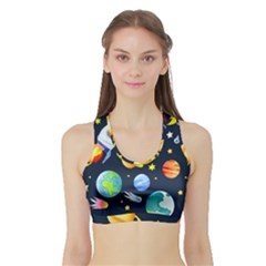Space Galaxy Seamless Background Sports Bra With Border