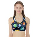 Space Galaxy Seamless Background Sports Bra with Border View1