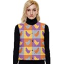 Chickens Pixel Pattern - Version 1a Women s Short Button Up Puffer Vest View1