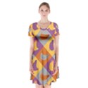 Chickens Pixel Pattern - Version 1b Short Sleeve V-neck Flare Dress View1
