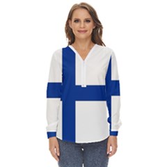 Finland Zip Up Long Sleeve Blouse