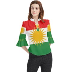 Kurdistan Flag Loose Horn Sleeve Chiffon Blouse