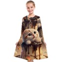 A Cat Sitting On Top Of A Cake Covered In Chocolate Low Kids  Midi Sailor Dress View1
