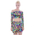 Background Color Off Shoulder Top with Mini Skirt Set View1