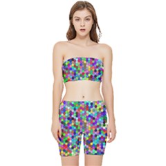 Background Color Stretch Shorts And Tube Top Set