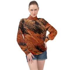 Painting Wallpaper High Neck Long Sleeve Chiffon Top