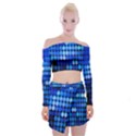 Pattern Blue Logo Off Shoulder Top with Mini Skirt Set View1