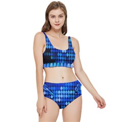 Pattern Blue Logo Frilly Bikini Set