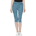 White And Blue Brick Wall Inside Out Lightweight Velour Capri Leggings  View1