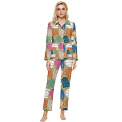Pattern Art T-shirt Shirts Clothing Fabric Womens  Long Sleeve Velvet Pocket Pajamas Set