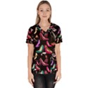 Heels Shoes Pattern Feminine Art Women s V-Neck Scrub Top View1