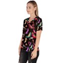Heels Shoes Pattern Feminine Art Women s V-Neck Scrub Top View2