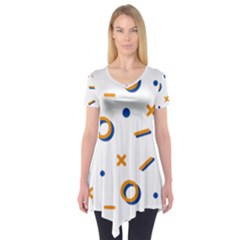 Abstract Dots And Line Pattern T- Shirt Abstract Dots And Line Pattern T- Shirt Short Sleeve Tunic 