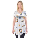 Abstract Dots And Line Pattern T- Shirt Abstract Dots And Line Pattern T- Shirt Short Sleeve Tunic  View1