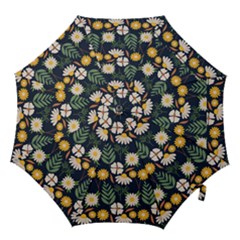Flower Grey Pattern Floral Hook Handle Umbrellas (large) by Dutashop