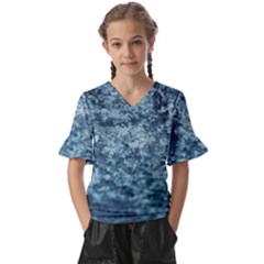 Texture Reef Pattern Kids  V-neck Horn Sleeve Blouse