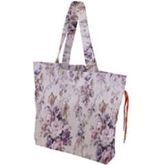 Vintage Floral Pattern Drawstring Tote Bag by artworkshop
