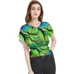 Fractal Art Pattern Abstract Butterfly Chiffon Blouse