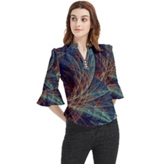 Fractal Abstract- Art Loose Horn Sleeve Chiffon Blouse