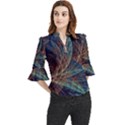 Fractal Abstract- Art Loose Horn Sleeve Chiffon Blouse View1