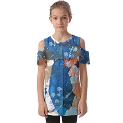 Abstract T- Shirt Abstract 6 Fold Over Open Sleeve Top