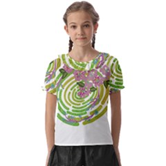 Abstract T- Shirt Tropical World T- Shirt Kids  Frill Chiffon Blouse