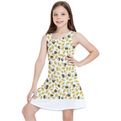 Art T- Shirt Brown Bunnies And Orange Carrots On Goldenrod Easter Pattern T- Shirt Kids  Lightweight Sleeveless Dress