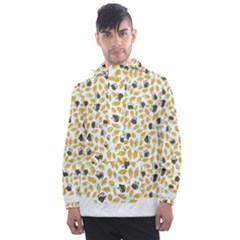 Art T- Shirt Brown Bunnies And Orange Carrots On Goldenrod Easter Pattern T- Shirt Men s Front Pocket Pullover Windbreaker