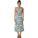 Art T- Shirt Bunnies And Carrots Pattern In Easter Blues T- Shirt Tie-Strap Tiered Midi Chiffon Dress View1