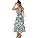 Art T- Shirt Bunnies And Carrots Pattern In Easter Blues T- Shirt Tie-Strap Tiered Midi Chiffon Dress View2