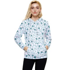 Art T- Shirt Pastel Blue Bunnies And Sky Blue Carrots On Cotton Candy Pink Easter Pattern T- Shirt Women s Lightweight Drawstring Hoodie