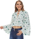 Art T- Shirt Pastel Blue Bunnies And Sky Blue Carrots On Cotton Candy Pink Easter Pattern T- Shirt Boho Long Bell Sleeve Top View2
