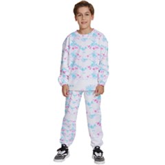 Bat Pattern T- Shirt Bats And Bows Blue Pink T- Shirt Kids  Sweatshirt Set by maxcute