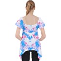 Bats Pattern T- Shirt White Bats And Bows Blue Pink T- Shirt Lace Front Dolly Top View2