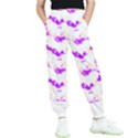 Bats Pattern T- Shirt White Bats And Bows Pink Yellow T- Shirt Kids  Elastic Waist Pants View1