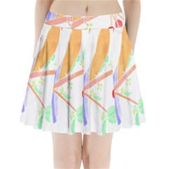Birds Illustration T- Shirtbird T- Shirt (8) Pleated Mini Skirt